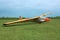 Glider plane on grass