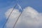 Glider plane maneuvering on blue sky with smoking from wings. Aviation, leisure sport background