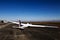 Glider Sitting On Runway Small Rural Airport