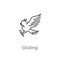 gliding icon vector from owl collection. Thin line gliding outline icon vector illustration. Outline, thin line gliding icon for