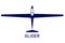 Gliding sailplane top view, soaring glider silhouette, none motive-powered aircraft