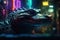 Glimmering Alligator in Cyberpunk Neon Shades