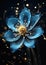 Glimmering Blooms: A Stunning Avatar of Blue and Gold with Delic
