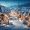 Glimmering Christmas Charm: Snowy Town at Dusk