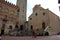 Glimpses of the romantic Tuscan town of San Gimignano in stones on the ancient hill