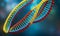 Glistening DNA Strand in Vivid Colors AI Generated