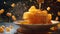 Glistening fresh honeycomb on a plate, drenched in golden honey. Luminous honeycomb and honey on a dish. Concept of