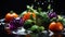 Glistening Fresh Vegetables Close-up. Generative  AI