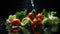 Glistening Fresh Vegetables. Generative  AI