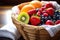 glistening, freshly washed fruits in a basket