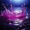 Glistening neon purple water adorned with lively bubbles and playful splashes