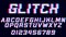 Glitch alphabet. Font with distortion effect.