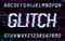 Glitch alphabet font. Pixel distorted letters and numbers.