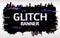 Glitch banner. Distorted glitch Font. Trendy design template with colorful geometric shapes and pixels. Abstract pixel