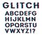 Glitch color shift font. Vector illustration.