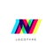 Glitch effect letter N, colored spectrum overlay effect. Vector slant symbol for cyber sport, racing, automotive and