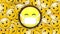 Glitch effect over face emoji wearing face mask against multiple winking face emoji