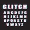 Glitch effect vector alphabetical letters typography