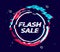 Glitch flash sale banner, distorted circle shape with glitch effect, noise and neon colors. Vector abstract ring