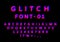 Glitch font with distortion effect. English letters, numbers and symbols with glitch effect. Red and blue channels. Eps