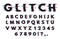 Glitch font set vector illustration on white background