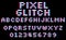 Glitch pixel font. Set of 8 bit style latin letters and numbers