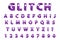 Glitch typography noise font. Lettering typeface distorted style. Trendy alphabet interference Latin letters from A to Z