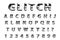 Glitch typography noise font. Lettering typeface distorted style. Trendy alphabet interference Latin letters from A to Z