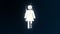 Glitched symbol of female figure. Distorted female silhouette icon