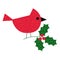 Glitter cardinal with holly