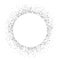 Glitter circle on white background. Silver confetti splash. Shining round composition. Sparkling dust for greeting card