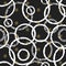 Glitter gold chaotic ring Christmas New Year seamless pattern with snowflakes. Paint brush circle black white background