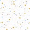 Glitter gold circle and polka dots, squares, sprinkles. Blue squares pattern background