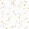 Glitter gold circle and polka dots, squares, sprinkles. Pink squares seamless fabric design pattern