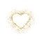 Glitter gold heart frame with space for text. Glowing heart with sparkles and star dust. Holiday luxury design