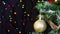 Glitter gold ornament swing and moving on Christmas tree