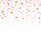 Glitter gold and pink hearts background. Valentines Day design element. Bright doodle heart confetti. Romantic wallpaper