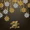 Glitter gold and silver snowflakes decoration, Merry Christmas H