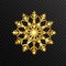 Glitter golden snowflakes on transparent background. Glowing gold snowflake with glitter texture. Christmas and New Year