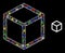 Glitter Hatched Network Isometric Cube Icon