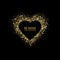 Glitter heart frame. Happy Valentines Day background. Glowing gold stream of confetti particles. Be my Valentine card. Shiny heart