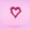 Glitter heart on pink background. Valentines day and love concept. Glitch effect, colorful disruptive