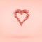 Glitter heart on pink background. Valentines day and love concept. Glitch effect, colorful disruptive. Living coral - color of