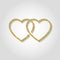 Glitter icon. Double heart of gold logo. love symbol. use in dec