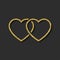 Glitter icon. Double heart of gold logo. love symbol. use in dec