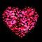 Glitter Lots of small Red Hearts composed in one heart shape, decoration for greeting cards about love. Happy Valentines day greet