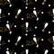 Glitter serpentine confetti ornament. Vector black gold seamless pattern collection.