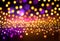 glitter vintage lights background. gold, purple and black. de-focused