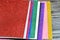 Glittered colorful Eva foam sheets, colored cardboard, rubber pad, sponge papers for school arts and crafts, pile of multicolored