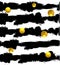Glittering circles on background. Golden balls. VECTOR seamless pattern. Black stripes.